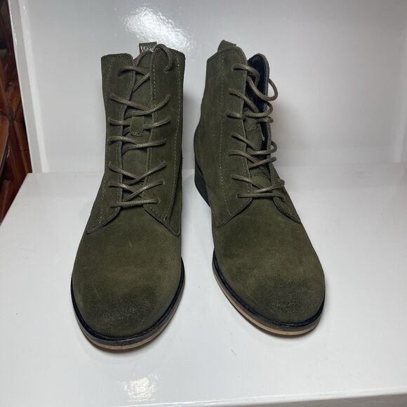 Andre Women Suede Lace Up Ankle Boots Size EUR 38 US 7.5 Green Suede Excellent - Picture 3 of 11